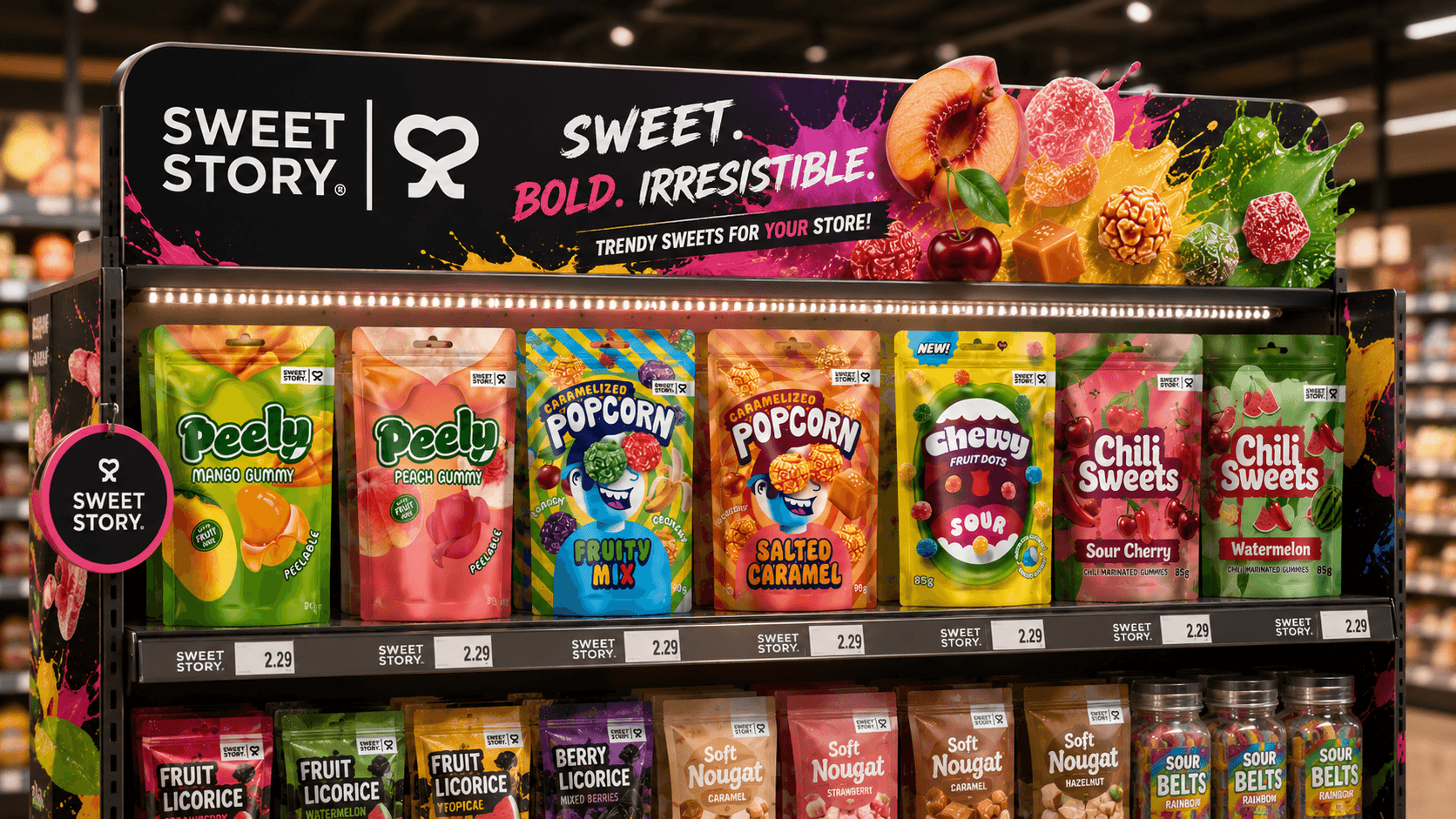 Sweet Story – Verkaufsdisplay im Handel